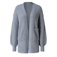 thumbnail image 3 of Womens Solid Color Lightweight Loose Sweaters Long Sleeve Open Front Cardigan Ribbed Knit Outerwear Tops, 3 of 7