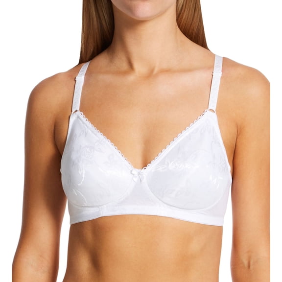 Women's Fruit Of The Loom 96222 Casual Essentials Lined Jacquard Wire-Free Bra (White 36B)