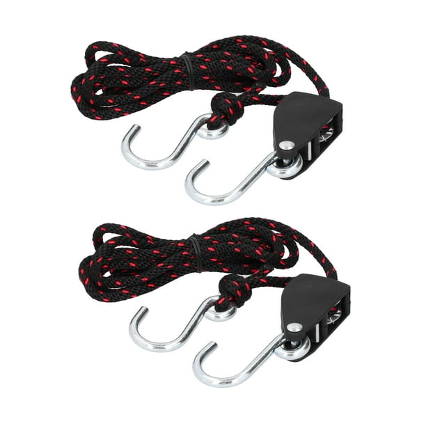 Faginey 2pcs Adjustable Kayak Rope Lock Pulley Tie Down Straps Canoe Bow Stern Ratchet