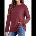 thumbnail image 2 of Camisas de Larga para Mujer, Blusas Holgadas de Cuello Redondo, Elegantes, Informales, para Otoño e Invierno. Rojo L, 2 of 5