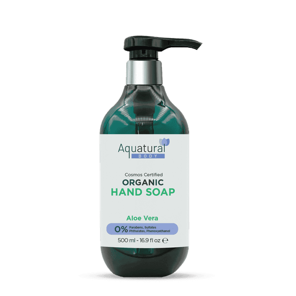 Aquatural Organic Aloe Vera Hand Wash, Nourishes, Moisturizes, Hypoallergenic, 16.9 fl oz