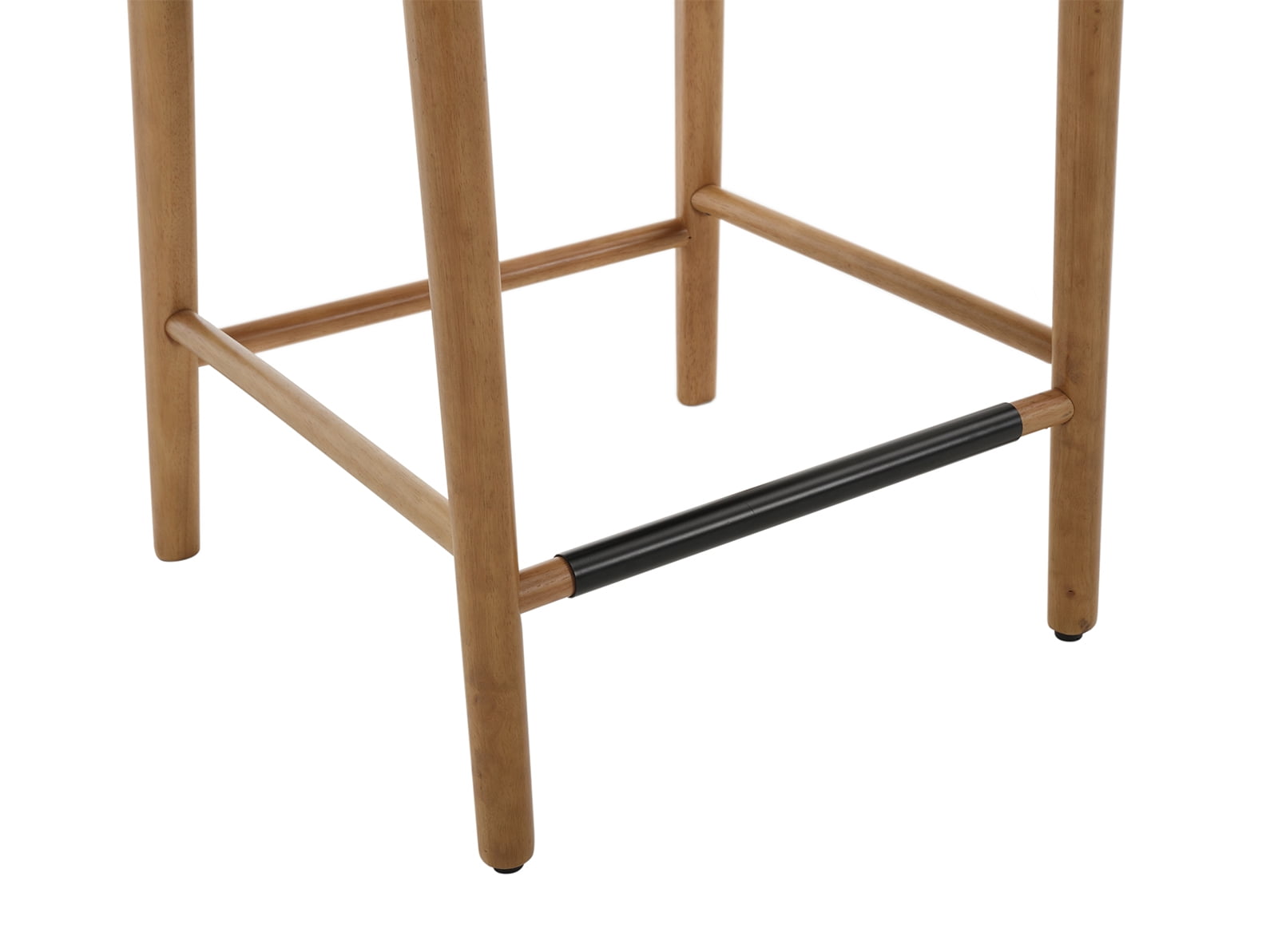 Guyou Modern Bar Stools Set of 2, 26" Counter Height Bar Stools with Natural Rattan Back and Solid Wood Frame, Sherpa Upholstered Kitchen Island Chairs for Bar Island Cafe Kitchen, White