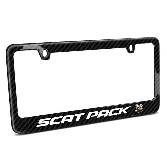Dodge Scat-Pack Full Color Black Real 3K Carbon Fiber Glossy Finish License Plate Frame