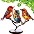 thumbnail image 3 of VOOPET Stained Glass Birds On Branch Desktop Ornaments Metal Double Sided Multicolor Hummingbird Figurine Bird Series Alloy Decorations, 3 of 3