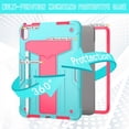 thumbnail image 5 of SaniMore Case for iPad 10th Generation 10.9" 2022, Shockproof Silicone Backplane & Rugged PC Frame Built-in Rotating Stand Pen Holder Anti-drop Heavy Duty Protective Case for iPad 2022, Mint & Rose, 5 of 7