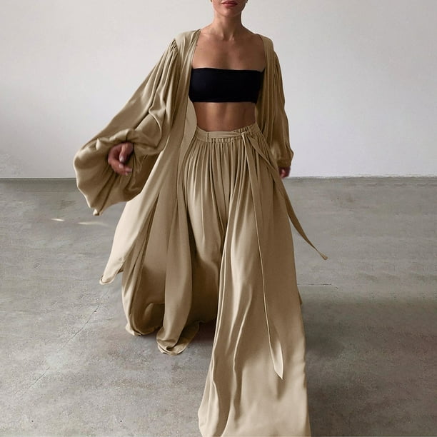 Puntoco Cárdigan para mujer, blusa y chaleco de manga larga y pantalones largos con cintura elástica, conjunto de tres piezas Puntoco Puntoco-1589