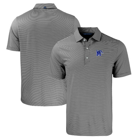 Men's Cutter & Buck  Black/White Memphis Tigers Forge Eco Double Stripe Stretch Recycled Polo