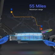 RD2 Off-Road Electric Scooter for Adults, 5000W Dual Motor, 60V 25Ah, Up to 50 MPH, 55 Miles Long Range, 10.5 Pneumatic Tires, Foldable Commuter E-Scooter