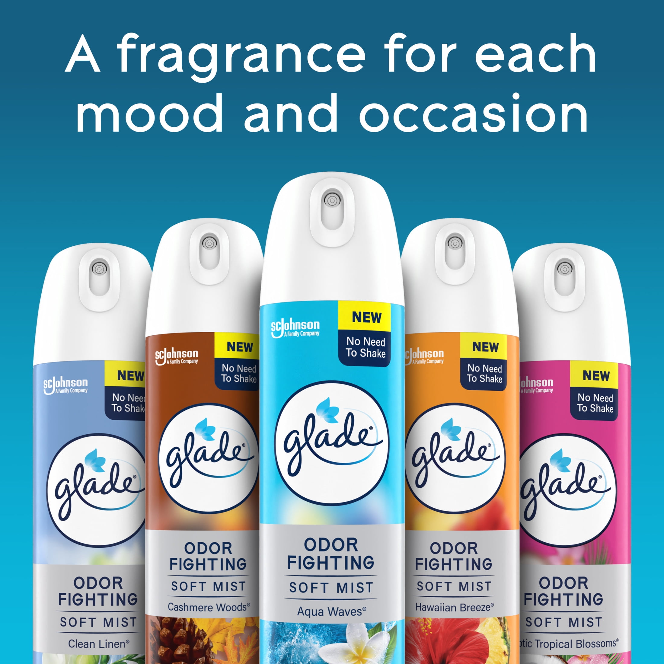 (3 pack) Glade Odor Fighting Soft Mist Air Freshener Room Spray, Cashmere Woods, 16.0oz, 3 Pack, 6 Count