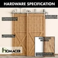 thumbnail image 4 of Homacer Brushed Nickel Double Track U-Shape Bypass Sliding Barn Door Hardware Kit, for Two/Double Doors, 5.5ft Long Flat Track, Arrow Design Roller, Heavy Duty, for Interior & Exterior Use, 4 of 7