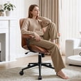 thumbnail image 3 of FelixKing Ergonomic Leather Desk Chair Mid Back Executive Office Chair with Lumbar Support, Removable Arms, Adjustable Height Rocking Swivel Computer Chair for Home Office, Brown, 3 of 8