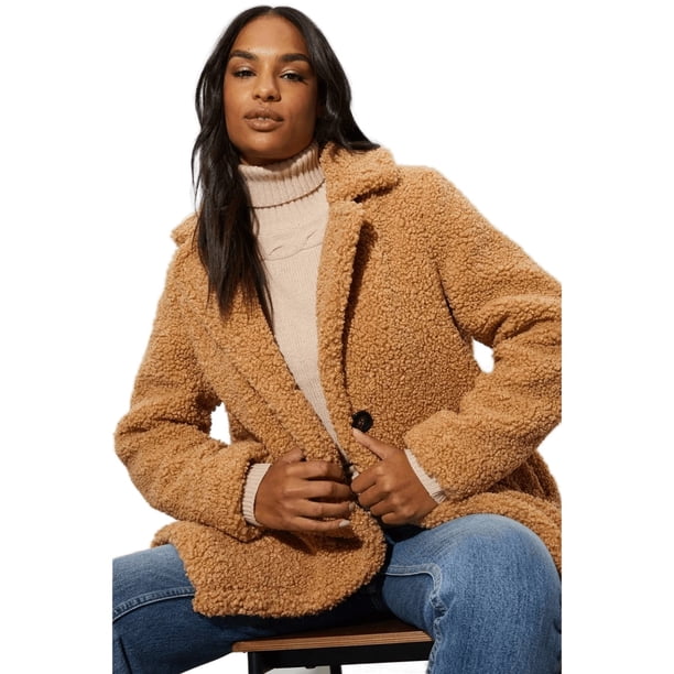 Dorothy Perkins - Saco de Polar de Peluche para Mujer (Dulce de Azúcar)