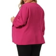 thumbnail image 3 of Agnes Orinda Women's Plus Size Blazers Lapel Collar Open Front 3/4 Sleeve Wear-to-Work Jackets 3X Hot Pink, 3 of 6