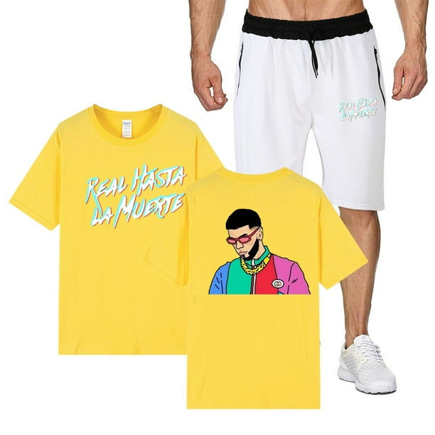 Anuel AA-Conjunto de 2 piezas para hombre, chándal Real Hasta La Muerte, ropa deportiva para Fitness y pantalones cortos de playa, camisetas informales