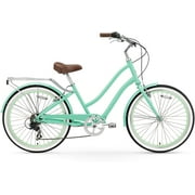 sixthreezero Every Journey Steel Women's 7-Speed Hybrid Bicycle with Rear Rack, 26 In. Wheels, Mint Green