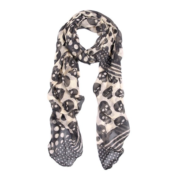 Unique Premium Skull Head Scarf Wrap with Polka Dot Border