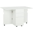 thumbnail image 1 of HOMCOM Table à manger pliante pour petits espaces avec 2 tiroirs, blanc, 1 of 10