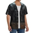 thumbnail image 2 of Kdxio Men's Hawaiian Shirt for Men Short Sleeve Shirt Gloomy Mansion Forest Scene Summer Casual Holiday Beach Button Down T-Shirts, 2 of 5