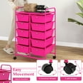 thumbnail image 5 of Costway 10-Drawer Mobile Art & Craft Storage Carts Trolley with Handles & 4 Universal Wheels Hot Pink, 5 of 8