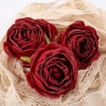 thumbnail image 2 of Red Roses Artificial Flowers Dark Red Silk Bulk Flower Heads Vingtage Dried Fake Flowers Artificial for Decoration Bridal Bouquets for Wedding Centerpiece Flower Wall Decor (Dark Red), 2 of 5
