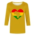 thumbnail image 4 of ibuvkizy Black History Month Shirts for Women 3/4 Length Sleeve Tops Ladies' Black Month Fashion Printed Round Neck 3/4 Sleeve T-shirt Loose Top,Yellow,M, 4 of 4