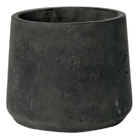 Petite Black Planter 6" H x 7" - Black Washed Fiberstone Indoor and Outdoor Flower Pot - by