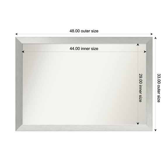Amanti Art Custom Framed Wall and Bathroom Mirror (33 x 48 in.), Brushed Sterling Silver Frame