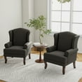 thumbnail image 5 of UIXE High Back Accent Chairs Set of 2, Upholstered Armchair in Fabric with Solid Wood Legs, Retro Arm Chair Comfy Single Sofa Reading Seat for Living Room, Dark Gray, 5 of 6