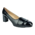 thumbnail image 2 of Ferwind Women's Slip-on Pumps Chunky Heels Goldtone Buckle Adult Black  8, 2 of 7