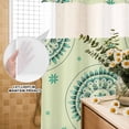 thumbnail image 3 of No Hook Shower Curtain, Green Floral Shower Curtains for Bathroom with See Through Top Window, round Floral Ethnic Abstract Patterned Waterproof & Washable Bath Curtain Small Stall 36"x78", 3 of 9