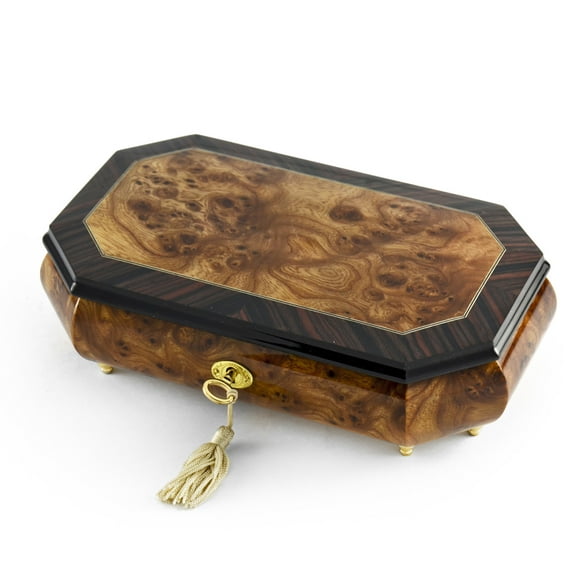 Handcrafted 18 Note Classic Style Cut Corners Music Jewelry Box with Lock and Key - Thank Heaven For Little Girls