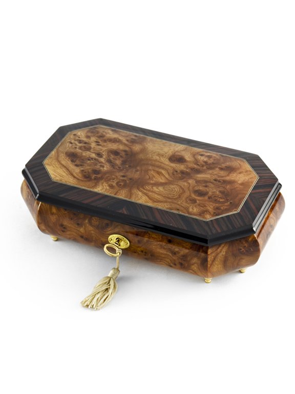 Handcrafted 18 Note Classic Style Cut Corners Music Jewelry Box with Lock and Key - Evergreen