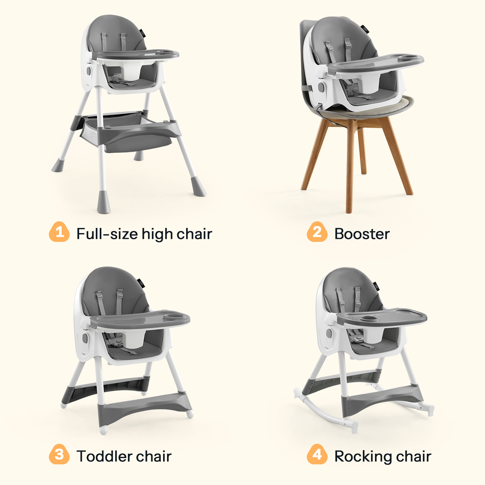 HARPPA 4-in-1 Convertible High Chair Gray photo 2