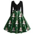 thumbnail image 5 of Christmas Dresses for Women Women's Fashion Elegant Autmn And Winter Long Sleeve V-Neck Christmas Print Dress for Holiday Party,Army Green,L, 5 of 5