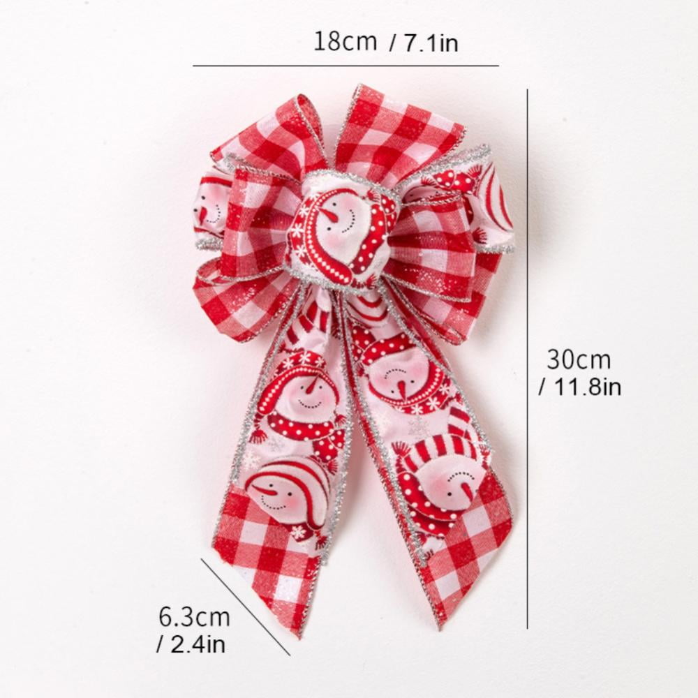 Merry Christmas Bow for Wreath,Burlap Plaid Christmas Wreath Bows for