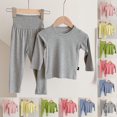 thumbnail image 4 of Odeerbi 2-12 Years Toddler Boys Girls Modal Pajamas Long Sleeve Loungewear High Waisted Pants Set Solid Color Sleepwear Children's Casual Two-piece Pajama Set Toddler Boys Girls Clothes, 4 of 4
