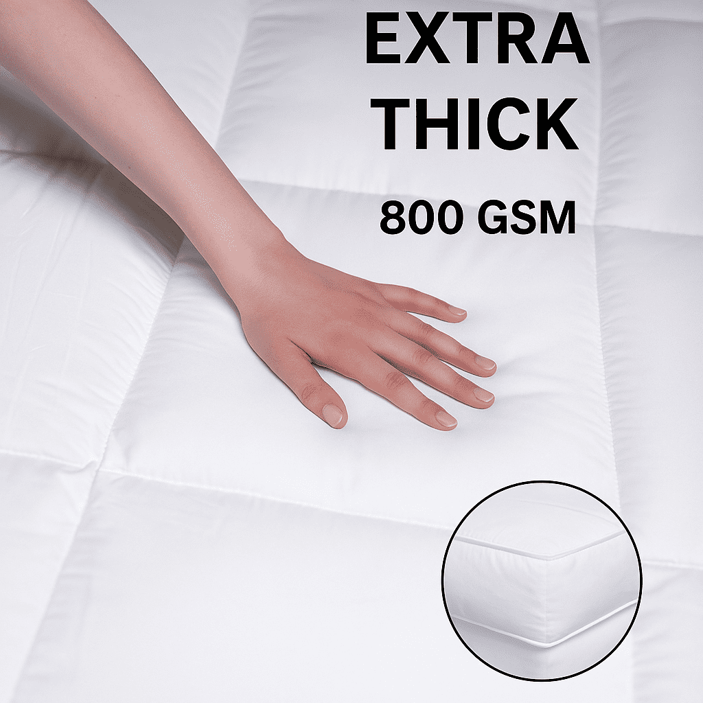 Mattress Topper – Full Size, Extra Thick 3-4 Inch Quilted Pad, 800 GSM Fill, Soft Down Alternative Pillow Top Cover