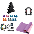 thumbnail image 1 of Home Gym Starter Kit - 88 LB Neoprene Dumbbells Set with Rack, 6mm Yoga Mat, 11 Pcs Resistance Bands Set, and Jump Rope, 1 of 5