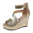 thumbnail image 6 of Modstep Sandals for Women 2026 Comfortable Wedge Platform Sandal Ankle Strap Open Toe Heels Ladies Summer Slip on Walking Shoes Gold 9, 6 of 7