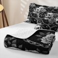 thumbnail image 4 of Homewish Halloween Skull Skeleton Bed Spread Queen,Retro Rose Floral Queen Coverlet Set,Gray,3pcs, 4 of 7