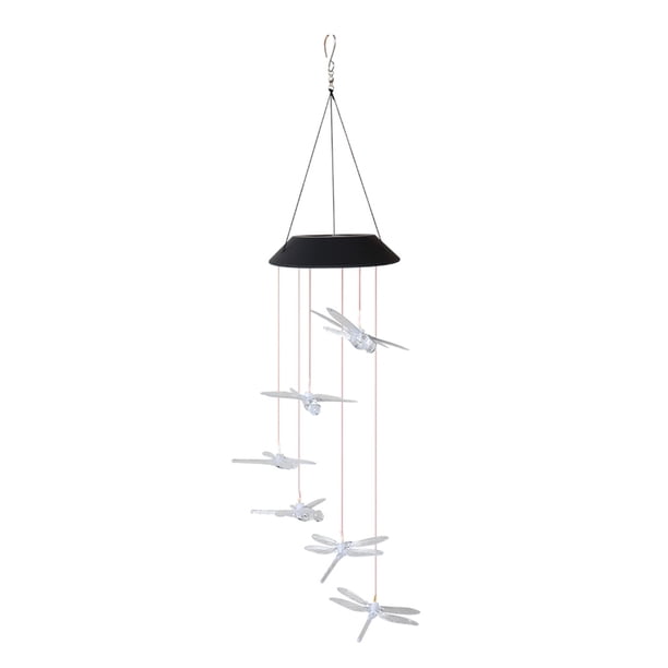Kuymtek Dragonfly Solar LED Color Changing Wind Chime Lamp Garden Lámpara colgante (B) Kuymtek Iluminación del hogar multifuncional