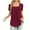 Wine2, variant on fatyb Women's Square Neck Blouses Short Sleeve Pleated Casual T Shirts Solid Color Flowy Tunic Tops