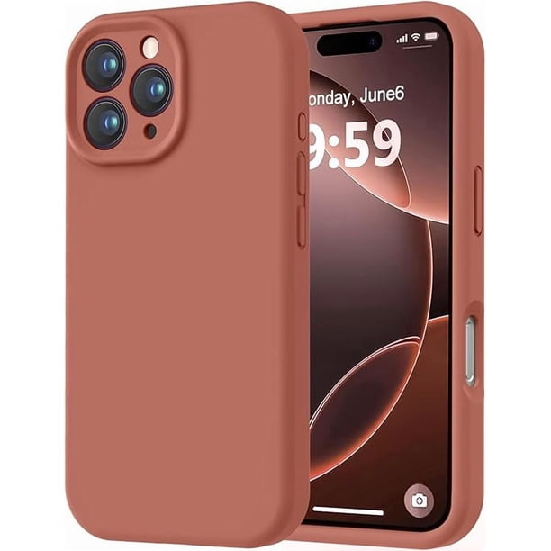 Funda de Silicona Premium, Forro de Microfibra Suave, para iPhone 16 Pro de 6.3 Pulgadas, Caramelo