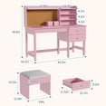 thumbnail image 2 of Ensemble Bureau et Chaise Inclinés pour Enfants avec Plateau en Liège et Tiroirs de Rangement, Table d'Étude en Bois Réglable avec Étagères pour 3 à 8 Ans, Blanc Bleu Rose, 2 of 7