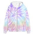 thumbnail image 3 of AJTQTH Kids Girls Long Sleeve Tie Dye Print Jackets Casual Spring Fashion Full Zip up Hooded Pullover Sweatshirts Loose Soft Comfy Hoodie Outwear Coat with Pockets Hot Pink 4-5 Years, 3 of 3