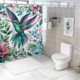 thumbnail image 7 of JEUXUS Hummingbird Gifts Valentine Present Humming Bird Floral Flower Waterproof Shower Curtain Multiple Sizes White, 7 of 7
