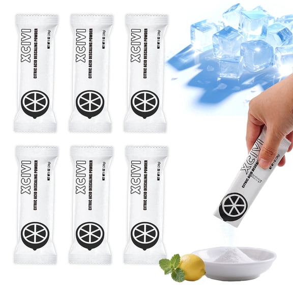 Xcivi Descaling Powder for GE Profile Opal 2.0 Ultra Nugget Ice Maker, 6 Pack Citric Acid Scale Remover for Mineral Deposit & Scale Build-up