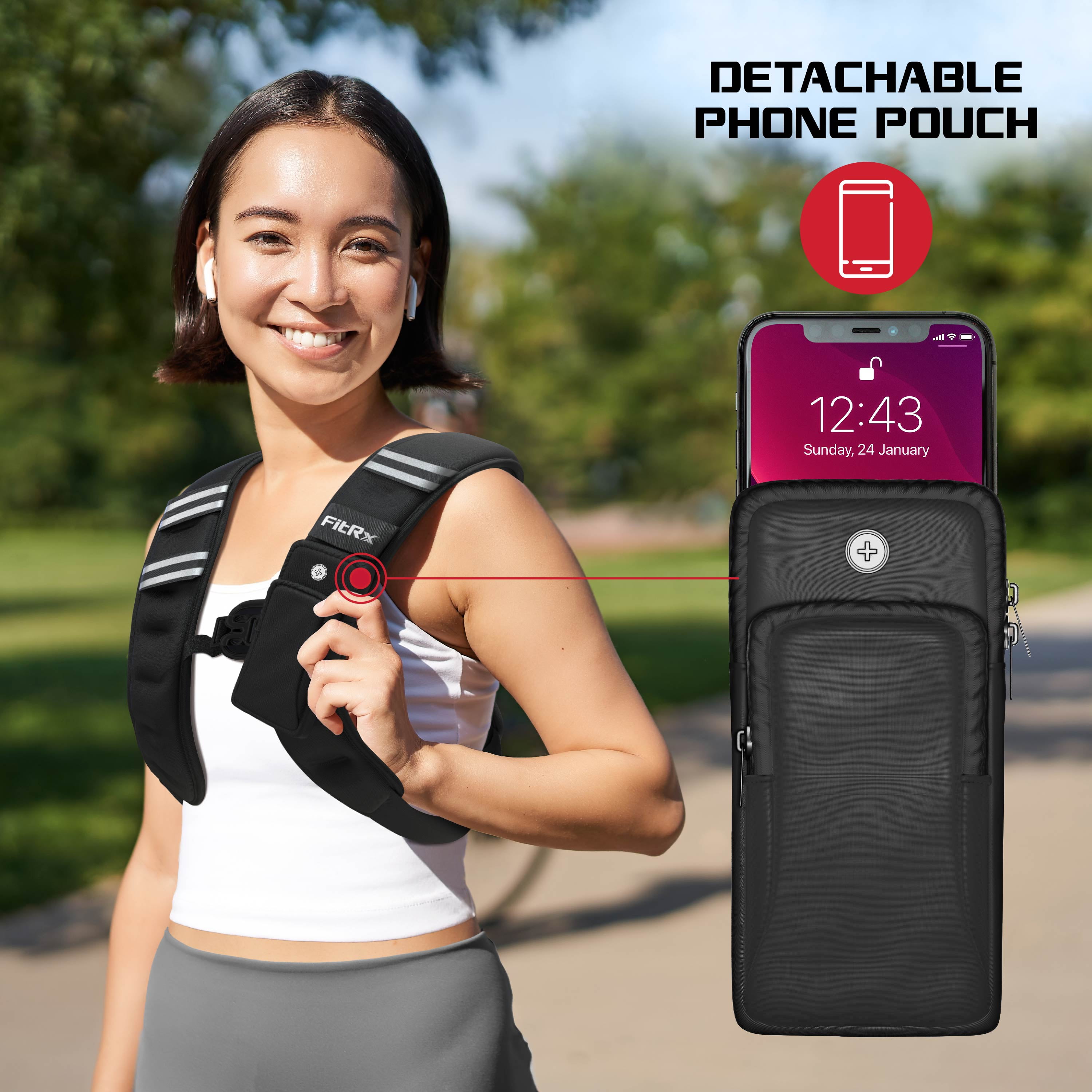 FitRx Weighted Vest Neoprene Coated Weighted Vest for Women and Men with Hook and Loop Strap, 8 lbs