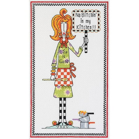 Dolly Mama's No Bitchin' In My Kitchen Counted Cross Stitch, 6" x 10", 14-count