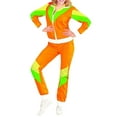 thumbnail image 1 of Fortune 90s Hip Hop Tracksuit, Patchwork Long Sleeve Coat Long Pants for Women, 1 of 6